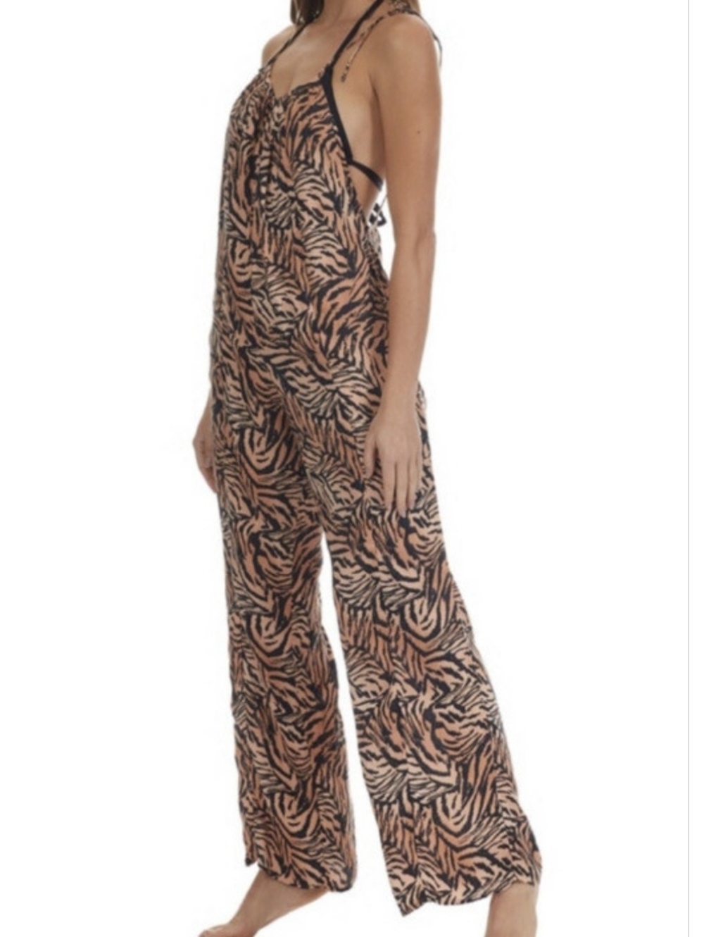 Tori Praver Athena Jumpsuit Tiger Sz XS Swim Cover-Up Jumper Womens Revolve Tank